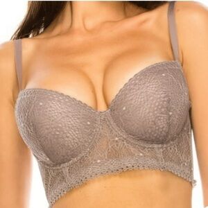 YOUMITA LACE BALCONETTE LONGLINE BRA WOMEN COLOR IRON SIZE 32B